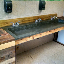 Custom Concrete Trough Bathroom Sink (& Wood Base) - Bathroom Vanities And Sink Consoles
