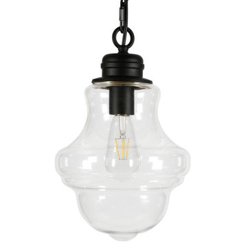 Annie 9.13 Wide Pendant with Glass Shade in Blackened Bronze/Clear