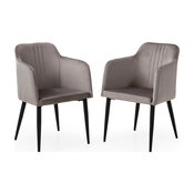 Modern Jason Living Room Accent and Dining Arm Chair, Set of 2, Grey