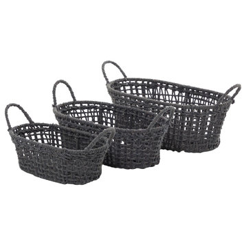 Bohemian Gray Cotton Fabric Storage Basket Set 561001