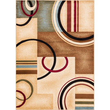 Well Woven Barclay Arcs & Shapes Rug, Ivory, 5'3"x7'3"