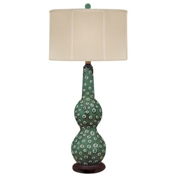 Marble Dots Hand Painted Porcelain Lamp, 32"