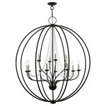 Livex Lighting - Arabella 12 Light Black, Brushed Nickel Finish Candles Grande Foyer Chandelier - Our Arabella collection twelve light transitional grande orb features a black finish with brushed nickel finish candles and delicate draping crystals. Together, the metal and crystal create a balance between modern and classical. This clever design combination is the model of versatility and perfect for an elegant foyer or entryway setting.