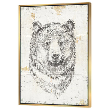 Designart Bear Wild Beautiful Iv Wildlife Animal Print Canvas Art, Gold, 16x32