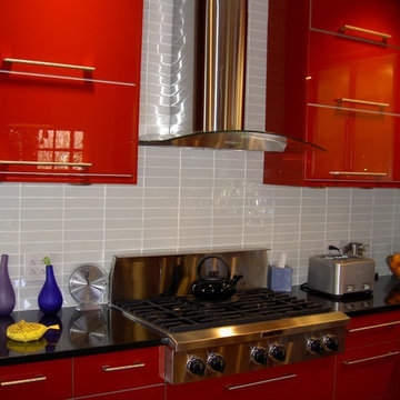IKEA Kitchen Abstrakt Red in South Orange