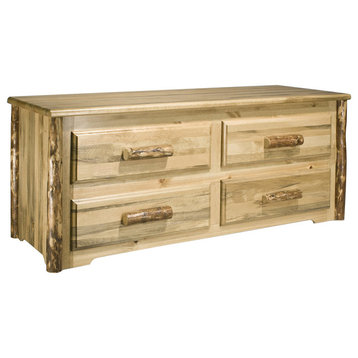 Montana Log Wood 4 Drawer Sitting Chest In Stain And Clear Lacquer MWGCSC