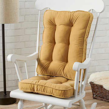 Traditional Style Rocking Chair With Cream Seat Cushions