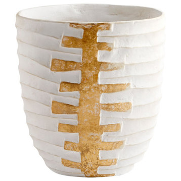 Cyan Luxe Vessel Vase 10671, White and Gold