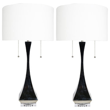 Urbanest, Set of 2, Messina Table Lamps, Polished Nickel, 28" Tall