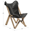 Marchesi Genuine Top Grain Leather Tripolina Sling Chair - Black Leather