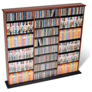 Atlin Designs 51" Triple CD DVD Wall Media Rack in Cherry and Black