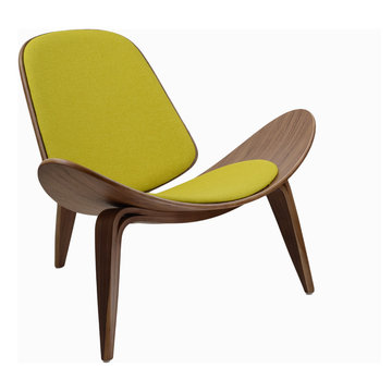 The Khazana - Mid-Century Modern - Shell Chair in Yellow