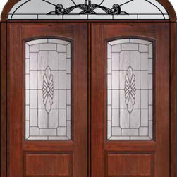 Prehung Transom Double Door 80 Fiberglass Versailles Arch Lite - Front Doors