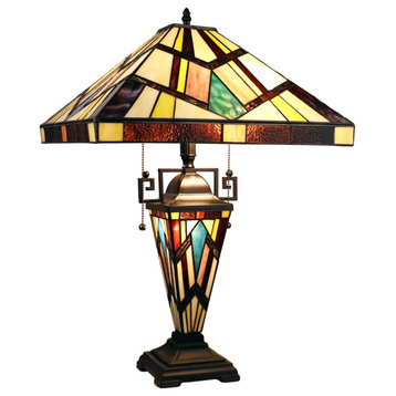 Chloe Lighting Vincent Tiffany-Style 3-Light Double-Lit Table Lamp 16" Shade