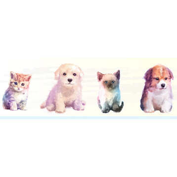 GB30021 Kittens & Puppies Peel&Stick Wallpaper Border 10in Height x 15ft Long