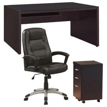 Home Square 3 Piece Set with Office Chair Mobile File Cabinet and Computer Desk