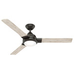 Hunter - Hunter Leti 54 LED Leti 54" 3 Blade LED Indoor Ceiling Fan - Noble Bronze - Features Reversible motor allows you to change the direction of your fan from downdraft mode during the summer which helps cool the room to updraft mode during the winter to help circulate trapped warm air near the ceiling Installer&#39;s Choice three-position mounting system allows for standard, low, or angled mounting LED light kit for lower energy consumption, brighter light output and a longer lifespan than traditional bulbs; Includes (1) 18W energy-efficient, LED bulbs to give you control of the ambiance in your space 12 degree blade pitch optimized to ensure ideal air movement and peak performance Includes Medium Wood fan blades Constructed of metal Includes a frosted glass shade Fan is controllable by a Wall Control (included) Sloped ceiling compatible Capable of being mounted on low ceilings Includes (1) 4-1/2" downrod Integrated dimmable 18 watt LED lighting Uses a standard reversible 33 watt AC motor ETL listed for dry locations Compliant with California Title 24 energy standards Dimensions Blade Span: 54" Height: 14-3/8" Width: 54" Product Weight: 17.84 lbs Wire Length: 72" Blade Specifications Number of Blades: 3 Blades Included: Yes Reversible Blades: No Blade Pitch: 12 Degrees Motor Specifications Speeds: 3 CFM high: 3562 (cubic feet per minute) Reversible Motor: Yes Motor Wattage: 33 watts Light Kit Specifications Lumens: 1520 Color Temperature: 3000K Color Rendering Index: 90 CRI Wattage: 18 watts Average Hours: 46000 Dimmable: Yes Includes a frosted glass shade
