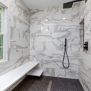 Organic Elegance: Rift Cut Oak Floating Vanity Bathroom Renovation