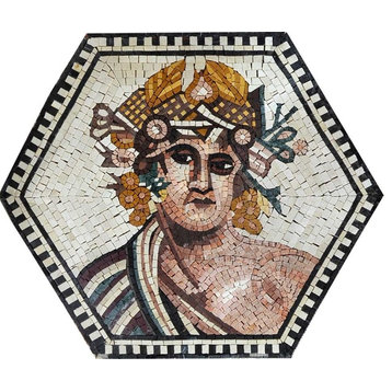 Ancient Greek Portrait Reproduced With Mosaics, 41"x47"