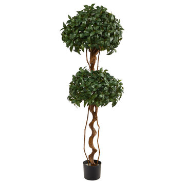 Nearly Natural 5" Sweet Bay Double Ball Topiary Artificial Tree