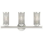 Livex Lighting - Livex Lighting Industro 3 Light Brushed Nickel Vanity Sconce - The Industro collection has a clean, crisp look and contemporary appeal. This three-light vanity sconce has a brushed nickel finish and a sleek stainless steel mesh shade. This vanity sconce easily fits into industrial, transitional or modern classic bathrooms.
