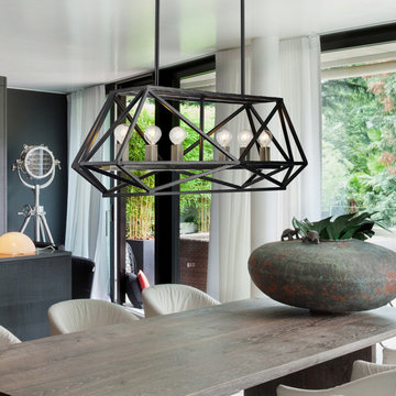 Sansa 6-Light Chandelier, Dark Bronze, Brass Sockets