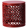 Jali Wooden Table, Mughal Design, Red, 21"x21"