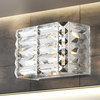Evelyn Crystal Rectangle 1-Light Iron/Crystal LED Vanity Light, Chrome, 10
