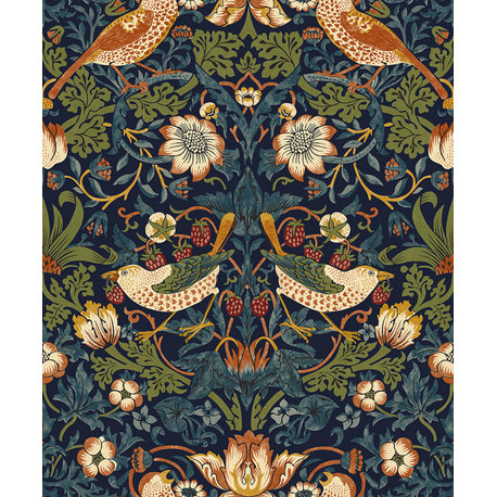 Paradise Birds 32'x20.8" Wallpaper, Navy Blue