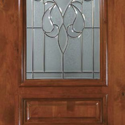 Pre-hung Single Door 96 Alder New Orleans 3 Panel Arch Lite Glass - Front Doors