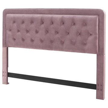 Elle Decor Amery King Tufted Upholstered Headboard in French Mauve