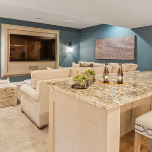 Home theater - farmhouse home theater idea in Cincinnati