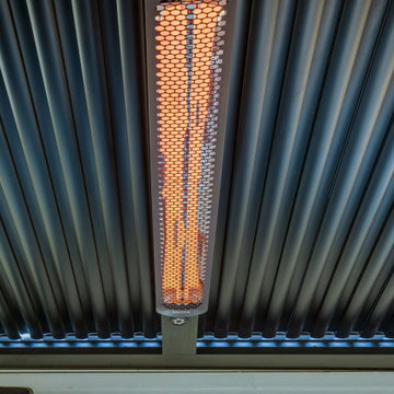 StruXure Pergola Over Hot Tub Area with Screens & Privacy Wall, Feat. Lights & H