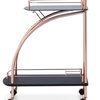 Shannon Contemporary Black Glass Serving Cart, Rose Gold