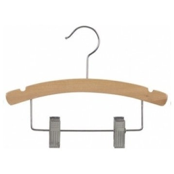 Wooden Baby Combo Hanger, Natural/Chrome Finish, Box of 25