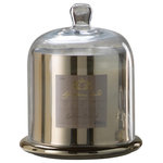 Zodax - Large Glass Jar Candle with Bell Cloche, Golden Beach Scent - Classic and vintage is your style, so you'll love this beautiful scented candle. It comes in a delightful vessel reminiscent of old world apothecary jars from Europe. The gold candle holder is topped with a gorgeous glass dome to preserve the fragrance, making it the perfect gift or decorative accent that will turn your wall space into a fascinating display of light.
