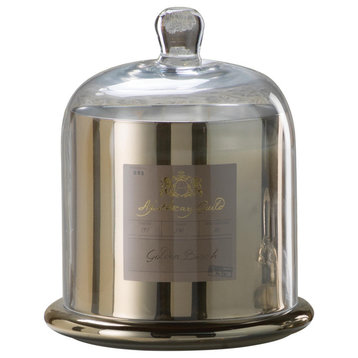 Large Glass Jar Candle with Bell Cloche, Golden Beach Scent