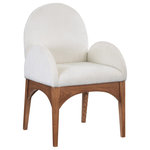 Meridian Furniture - Waldorf Chenille Upholstered Dining Chair, Black, Chenille, Natural Finish, Cream, Arm Chair, Chenille Fabric, Walnut Finish - The Waldorf Chenille Fabric Dining Arm Chair exudes elegance and comfort. Crafted with solid ash wood, this dining chair boasts a sturdy and durable construction. The walnut finished legs provide a warm and welcoming touch to the overall design. The plush cream chenille fabric on the seat and backrest of the chair offers a soft and cozy seating experience, making it an ideal choice for long dinner conversations with family and friends.