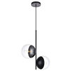 Living District Eclipse 2-Light Metal & Glass Pendant in Black/Clear