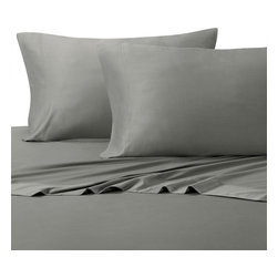 Royal Tradition - 650TC Wrinkle-Free Solid Cotton Blend Sheet Set, Gray, Queen - Sheet And Pillowcase Sets