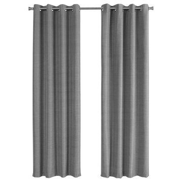 Curtain Panel, 54"Wx84"L, Grommet, Thermal Insulation, Gray