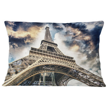 The Paris Paris Eiffel TowerView from Ground Cityscape Throw Pillow, 12"x20"