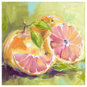 "Still Life Grapefruit" Stretched Canvas Art by Susan Pepe, 10"x10"