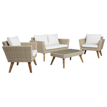 Malibu Outdoor 4-Piece Seating Set, Sand/Off White