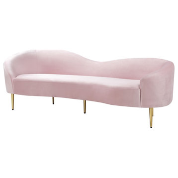 Ritz Velvet Upholstered Sofa, Pink