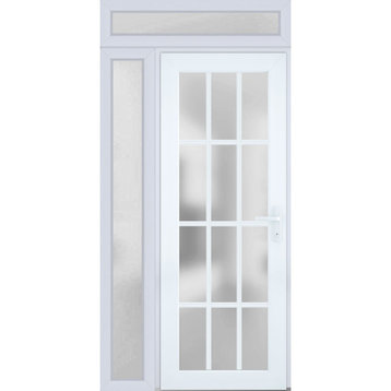 Front Exterior Prehung Door Frosted Glass / Manux 8312 White / 50 x 96" Left In