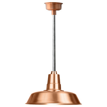 18" Vintage LED Pendant Light, Solid Copper With Galvanized Silver Downrod