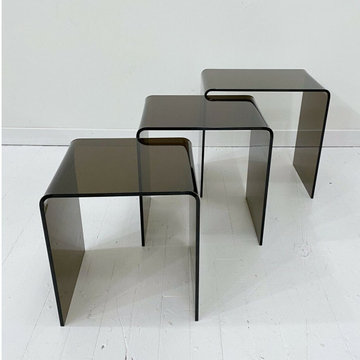 Modern Glass and Lucite Side End Tables