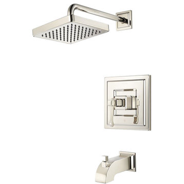 Pfister Carnegie Handle Tub & Shower Faucet Trim Kit, Polished Nickel