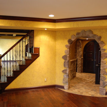 Olde English Aged Plaster Finish throughout an entire Lower Level in Virginia